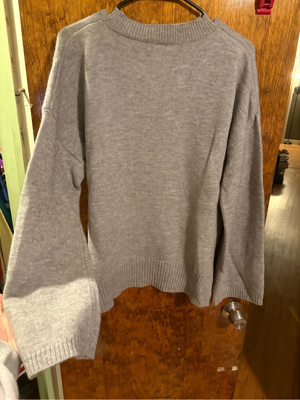 Cozy Gray Knit Crewneck Sweater